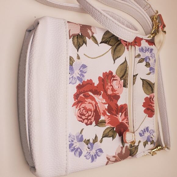 Floral pattern white stone mountain cross body purse bag spring light cute - Picture 6 of 11